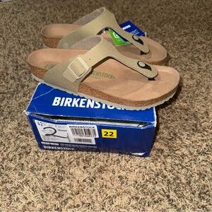 Birkenstock New Gizeh Big Buckle Rivet Logo Faded Khaki Textile Vegan Reg 42 11